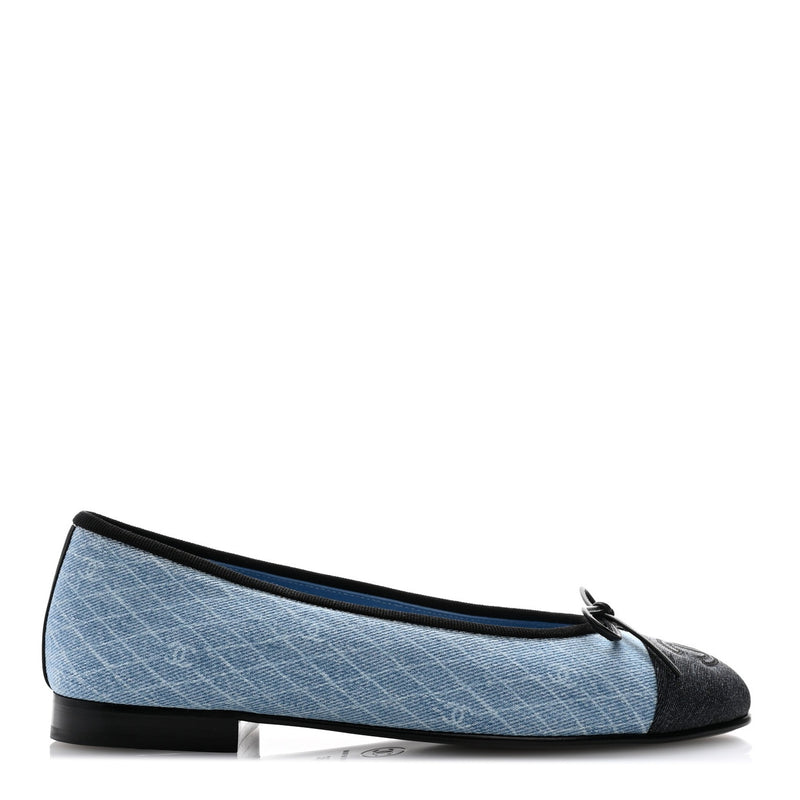 Chanel Light Blue Dark Grey Ballet Flat