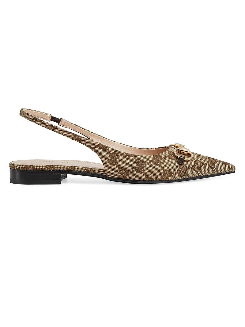 GUCCI Erin Canvas Slingback Flats