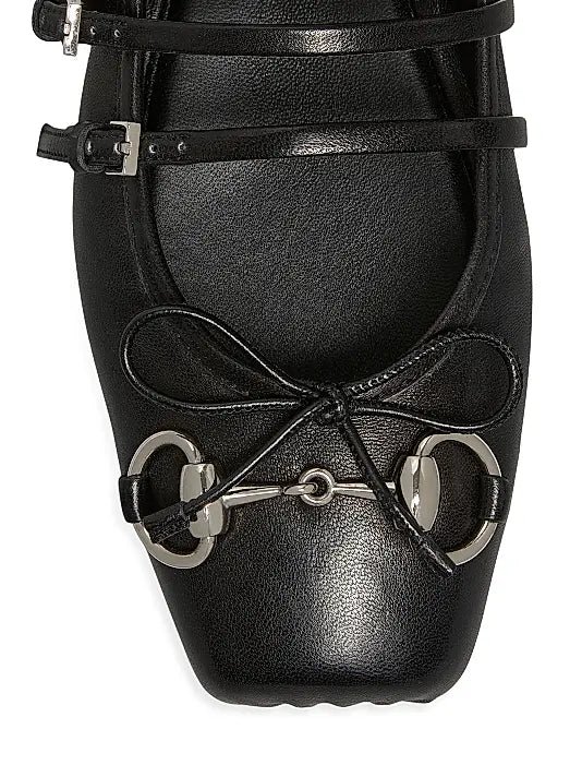 GUCCI Black Leather Ballet Flats