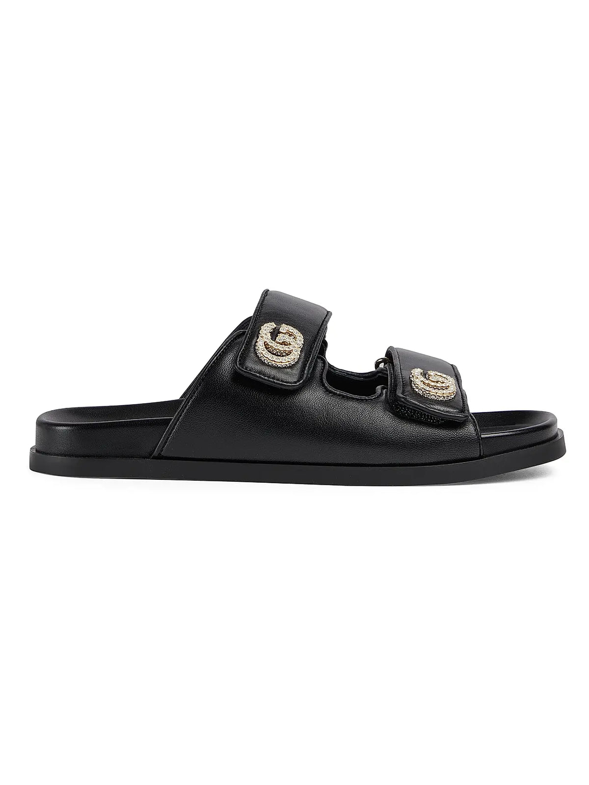 GUCCI Marmont Leather Flat Sandals