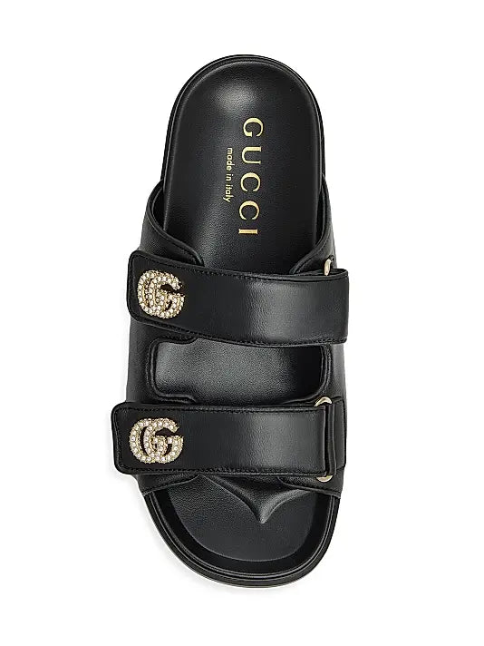 GUCCI Marmont Leather Flat Sandals
