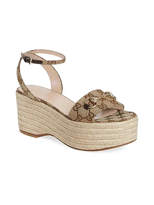 GUCCI Lady Horsebit 75MM GG Wedge