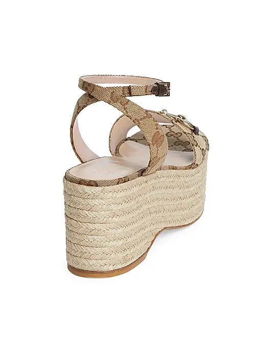 GUCCI Lady Horsebit 75MM GG Wedge