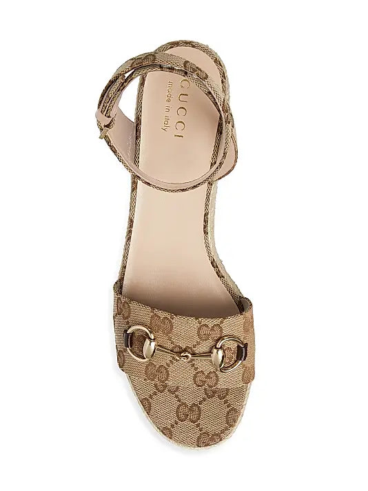 GUCCI Lady Horsebit 75MM GG Wedge