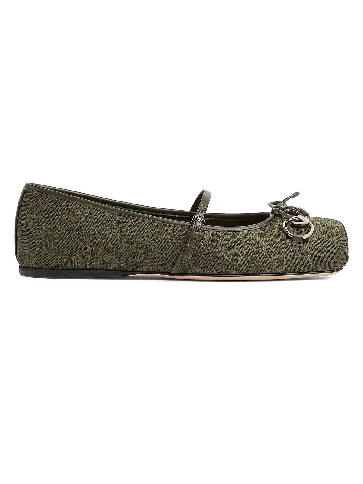 GUCCI Canvas & Leather Ballerina Flats