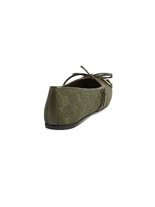 GUCCI Canvas & Leather Ballerina Flats