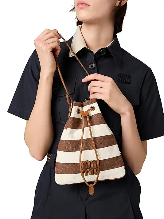 MIU MIU Striped Fabric Drawstring