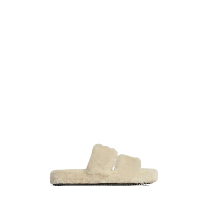 CELINE FUR SLIDES TRIOMPHE  BEIGE/NUDE
