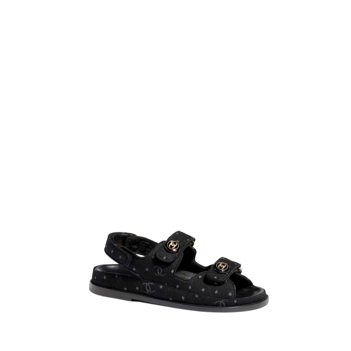 Black Printed Denim C Sandals