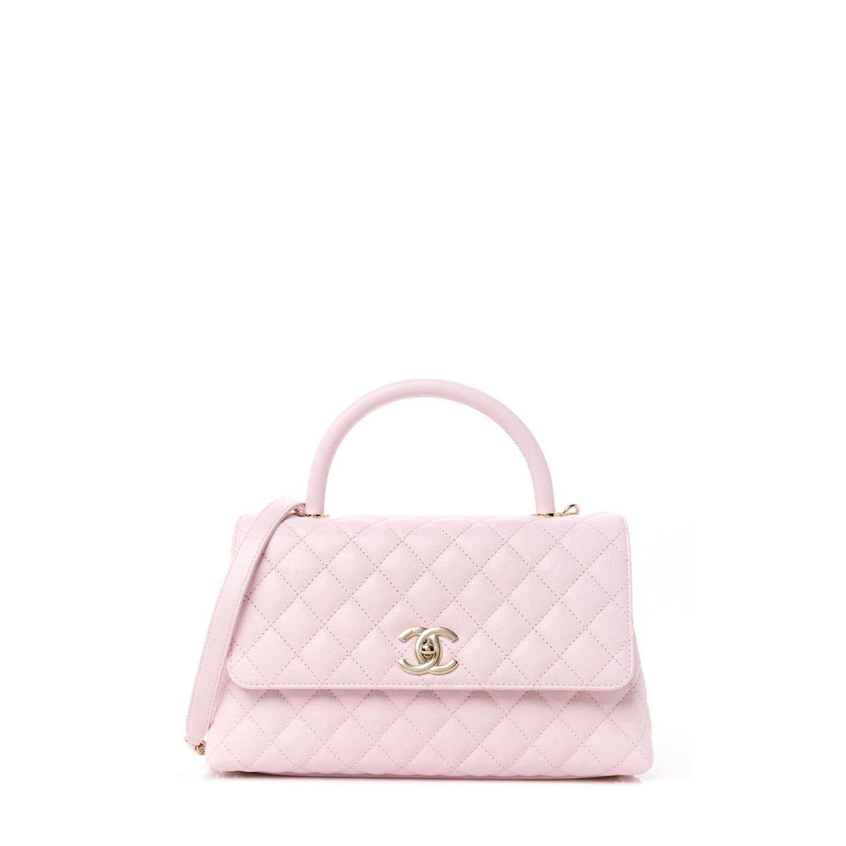 Caviar Coco Handle Flap Light Pink