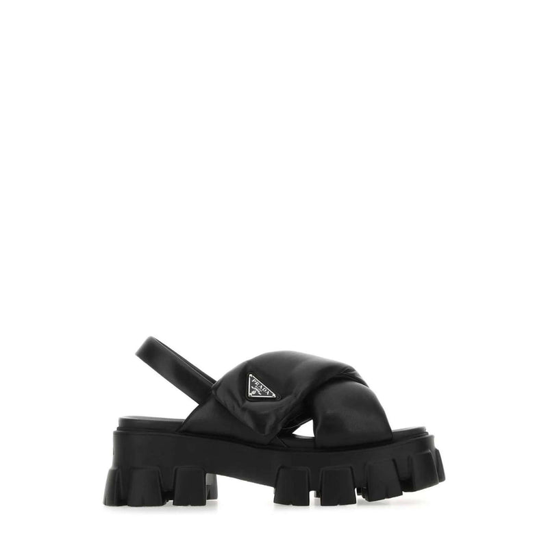 Prada Monolith Logo Plaque Platform Sandal
