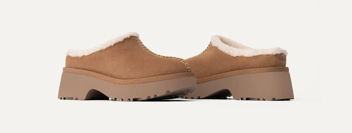 נעלי האג | מגפי האג פלטפורמה עקב UGG Women's New Heights Cozy Clog Chestnut