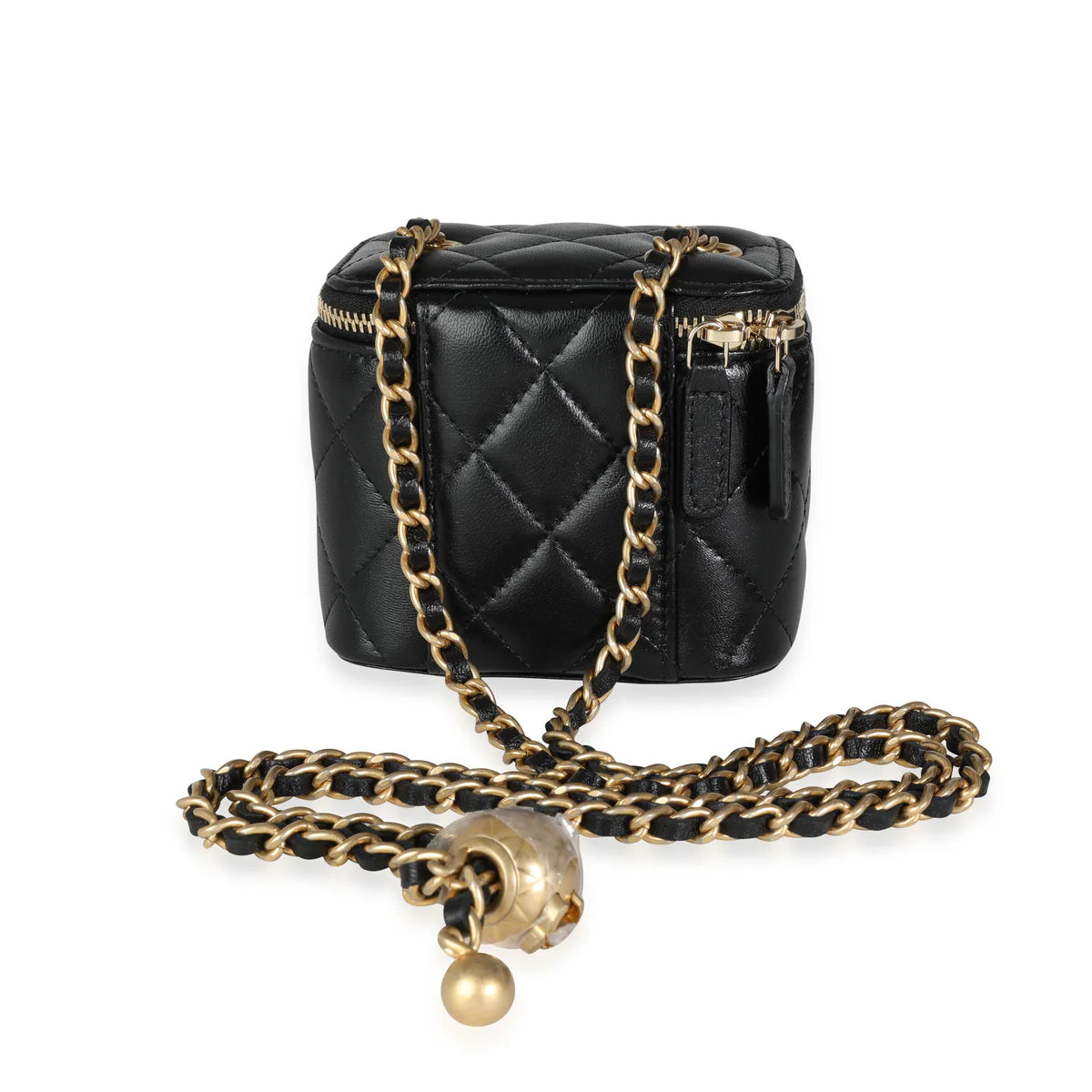 Chanel Black Quilted Lambskin Pearl Crush Small Box Bag