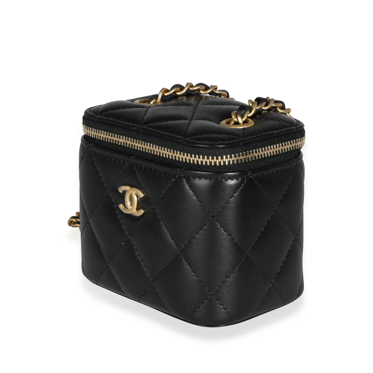 Chanel Black Quilted Lambskin Pearl Crush Small Box Bag