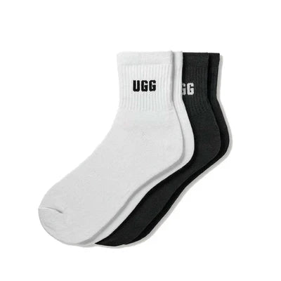 UGG Quinlin Logo Quarter 2 Pack White Black גרבי נשים אגג