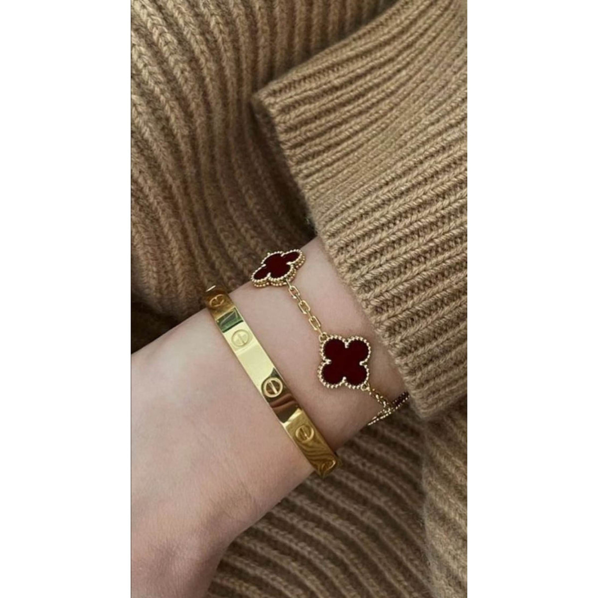 Vintage Alhambra bracelet 5 motifs Carnelian