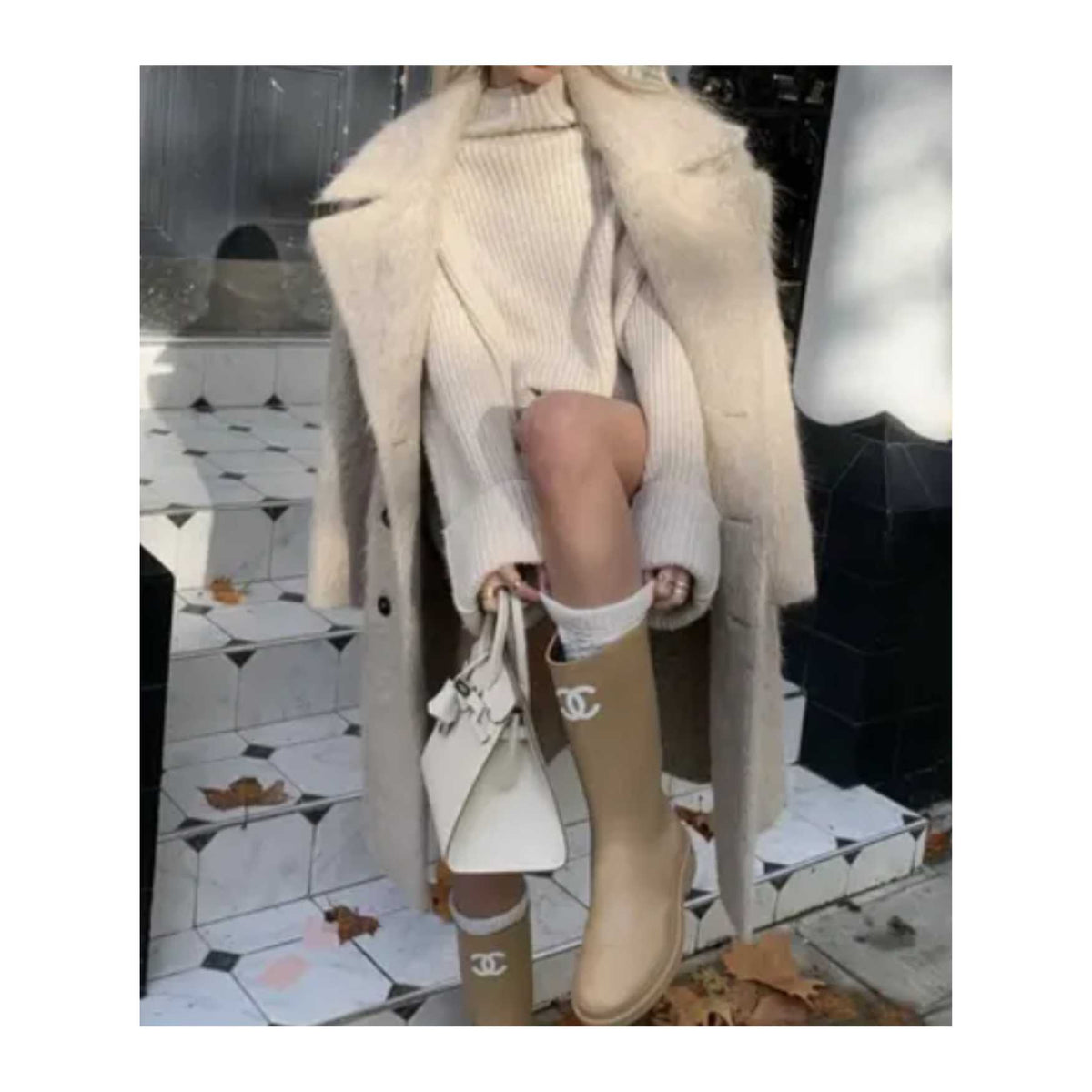 Chanel Wellington boots-brown
