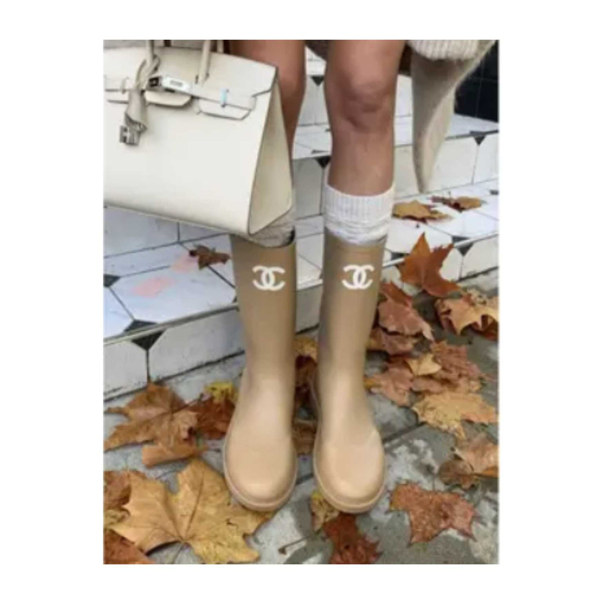 Chanel Wellington boots-brown