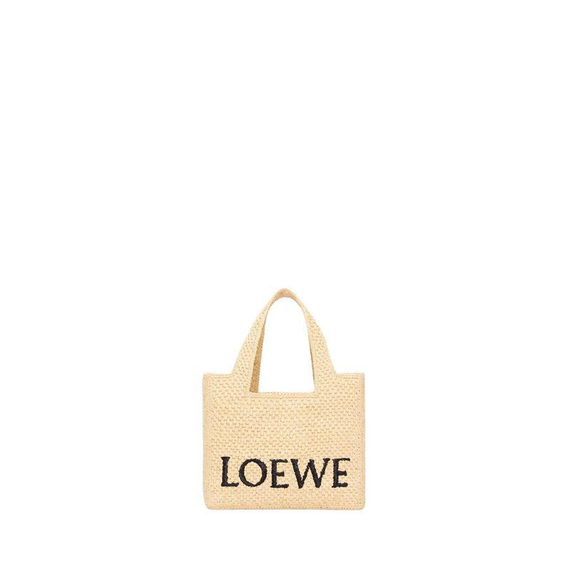 Small LOEWE Font tote in raffia