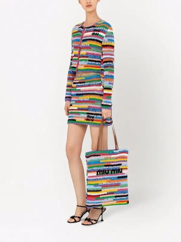 MIU MIU Crochet Woven Tote Bag