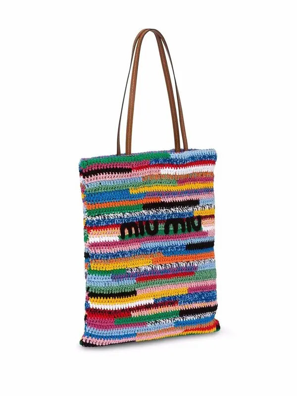 MIU MIU Crochet Woven Tote Bag