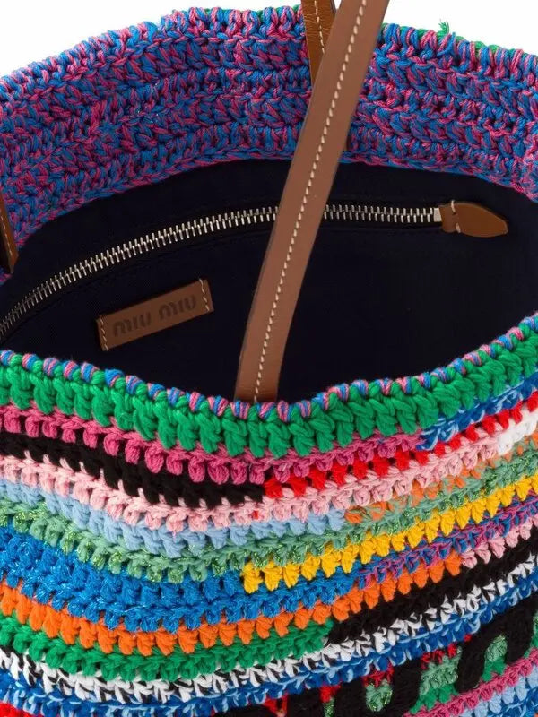 MIU MIU Crochet Woven Tote Bag
