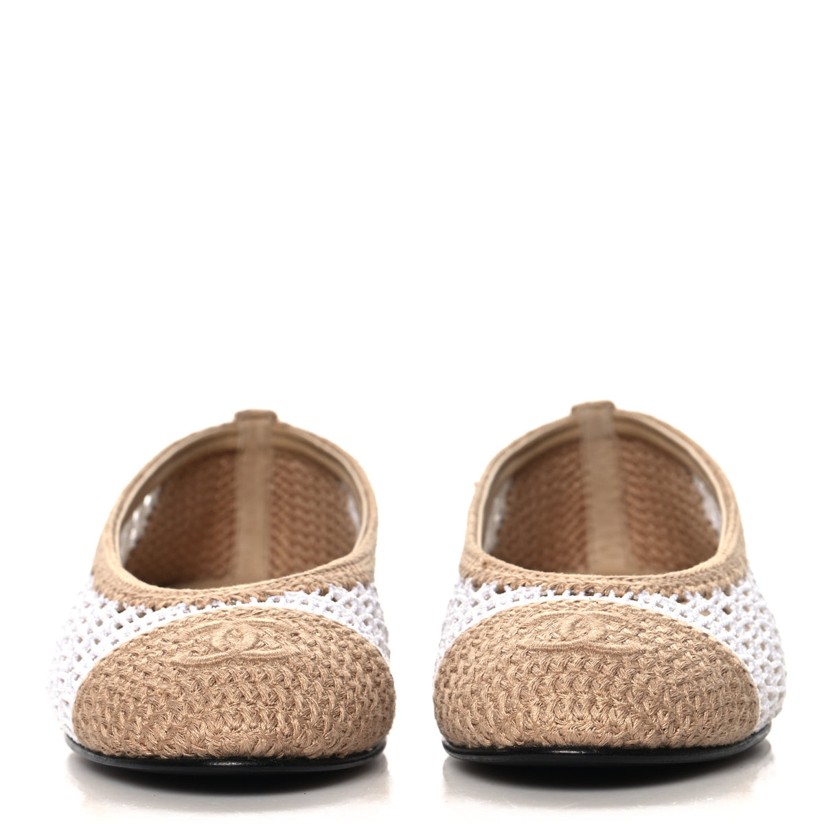 Chanel White Beige Ballet Flat