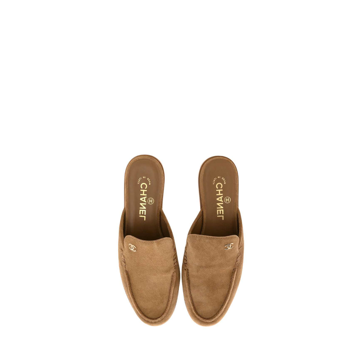 Suede Calfskin CC Mules