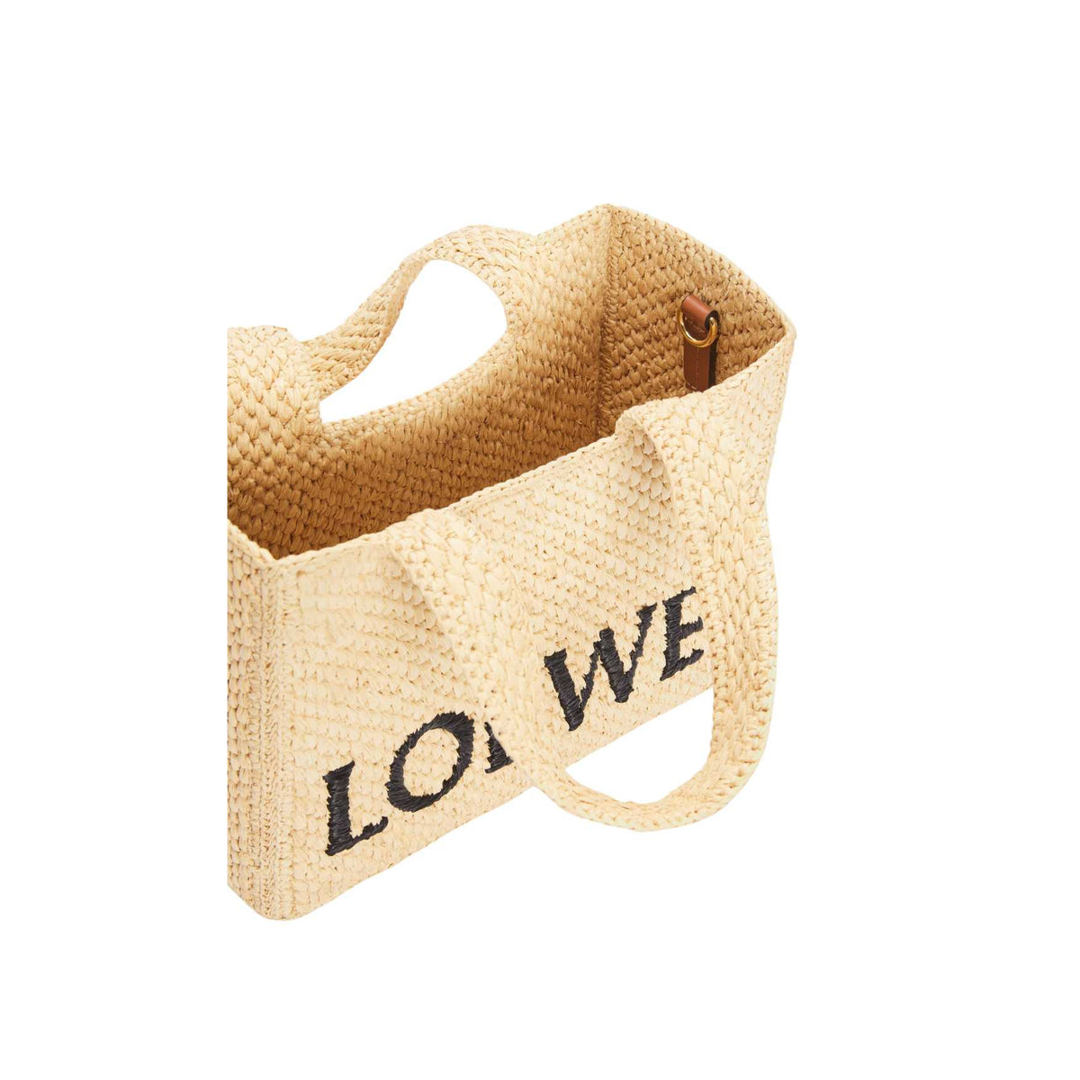 Small LOEWE Font tote in raffia