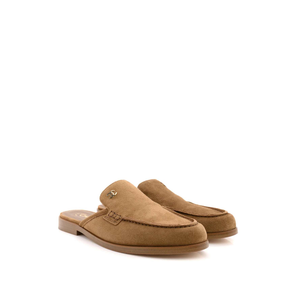 Suede Calfskin CC Mules