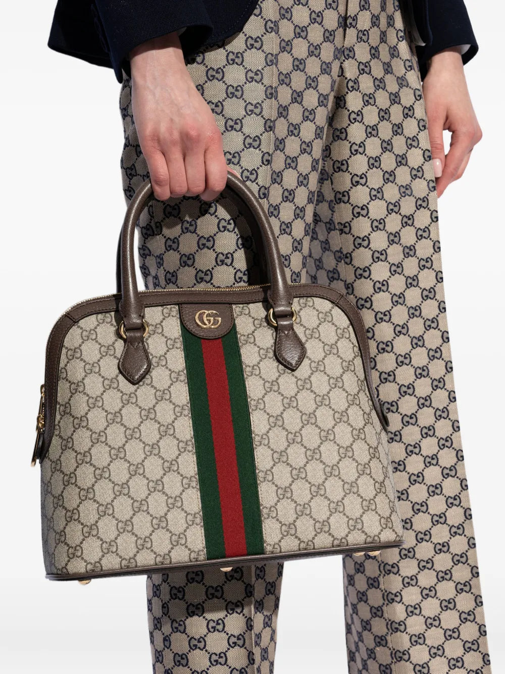 Web-stripe GG monogram tote bag