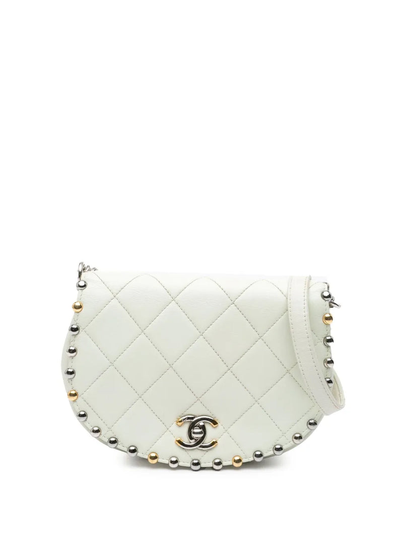 2018 Small Quilted Lambskin Studded Bubble Flap crossbody bag