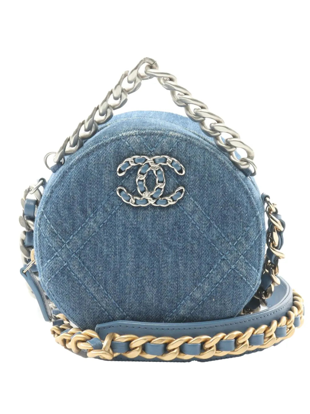 2021 Denim 19 Round Clutch with Chain satchel
