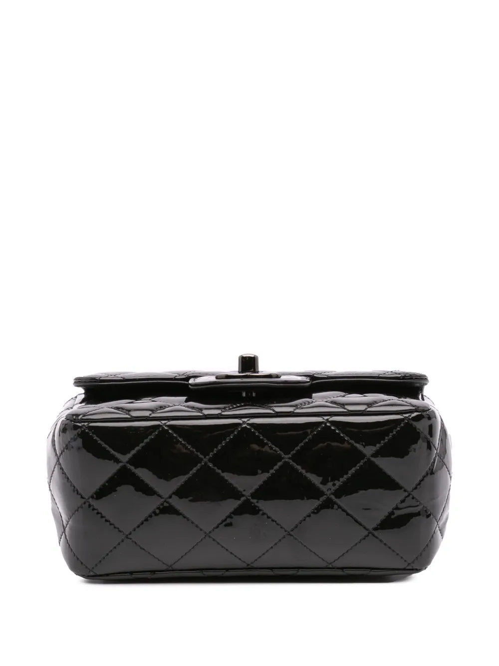 2021-2024 Mini Square Classic Patent So Black Single Flap crossbody bag