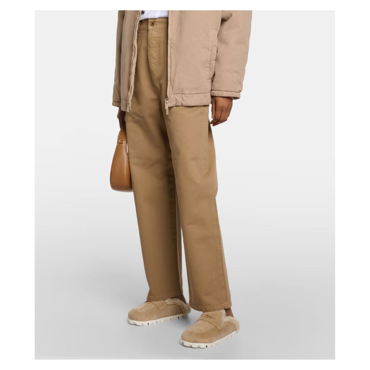 Shearling-lined suede slippers
