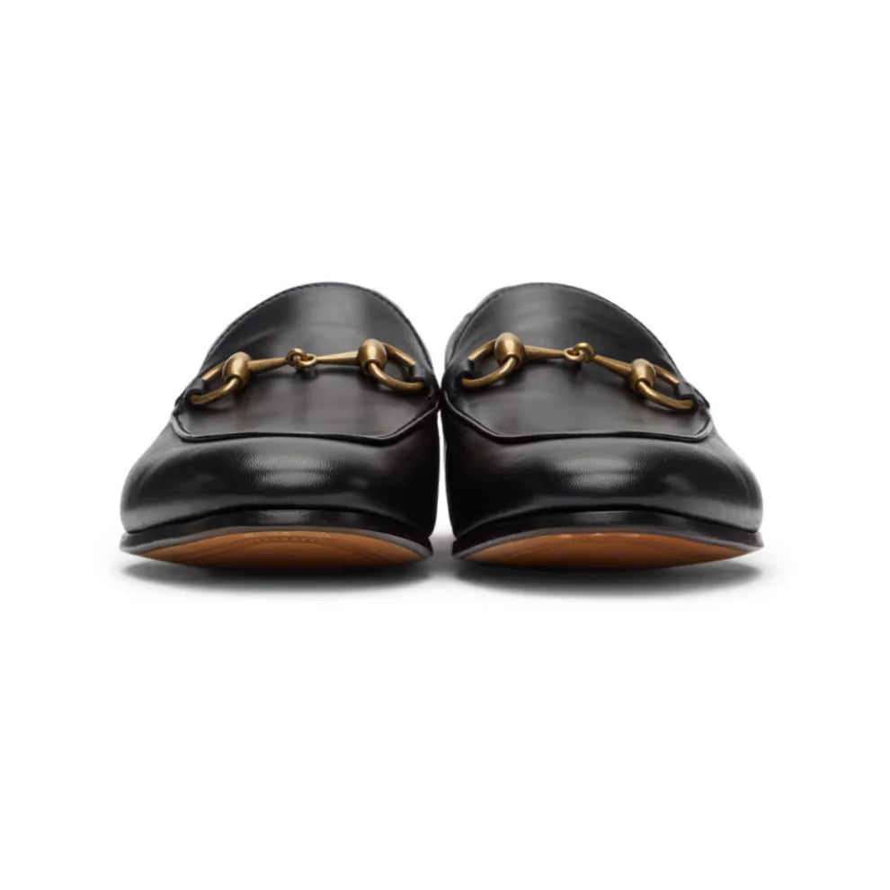 GUCCI Black Leather Horsebit Loafers