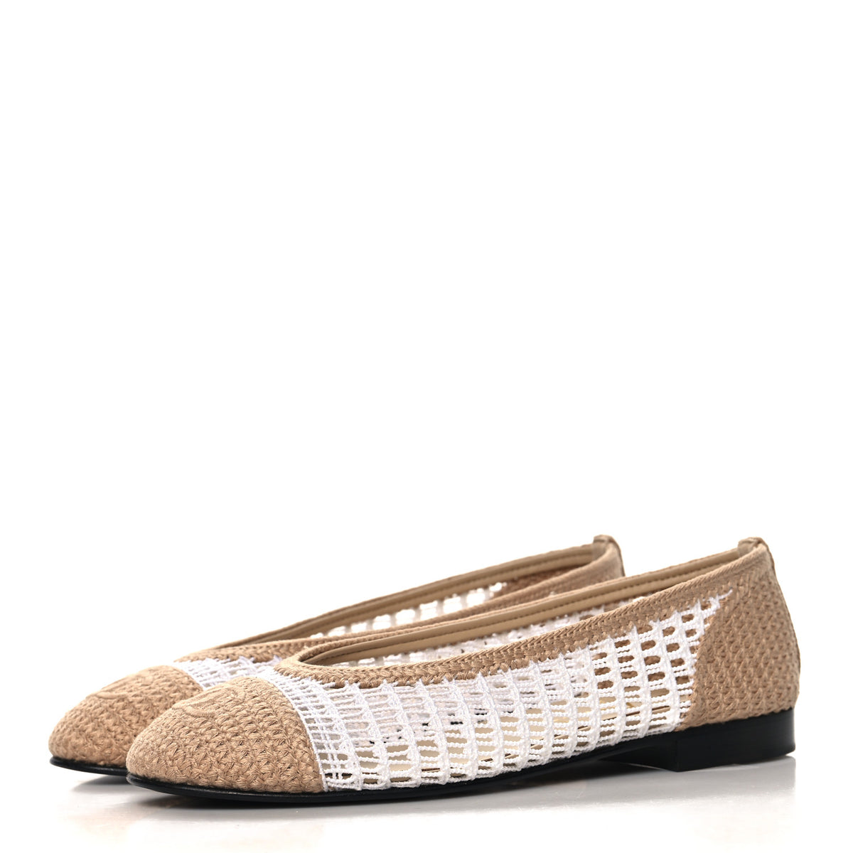 Chanel White Beige Ballet Flat