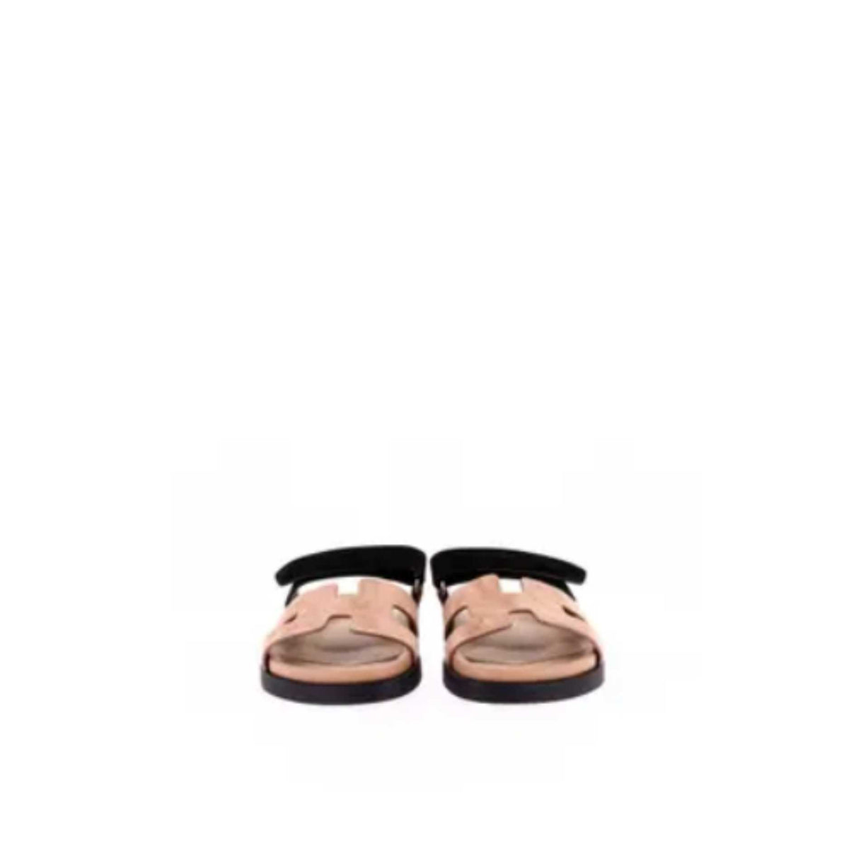 Hermès Chypre Sandals Rose Perle and Black Suede