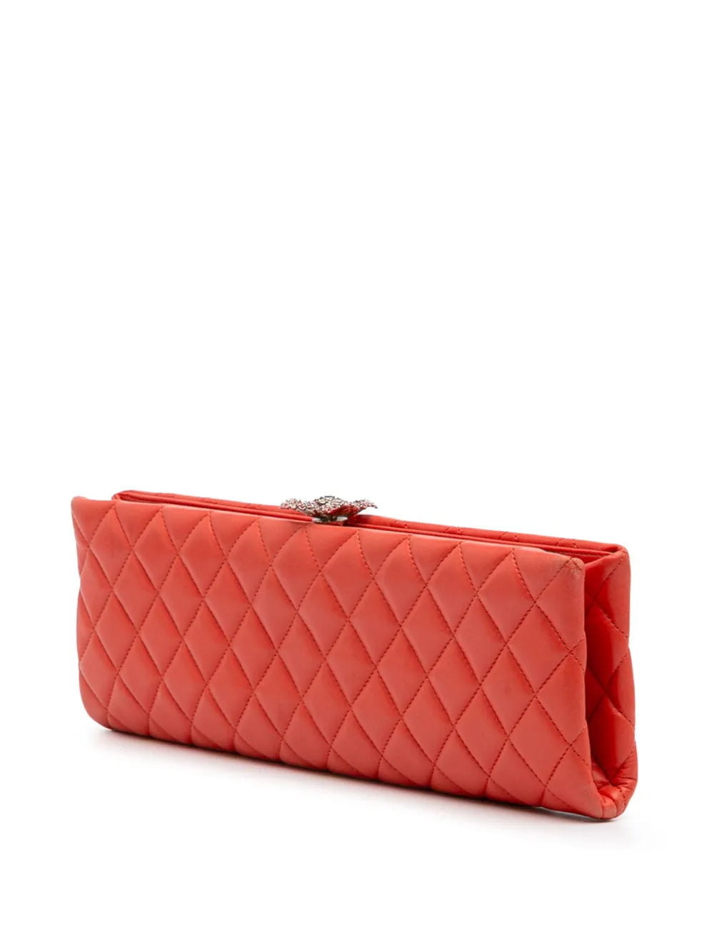 2014-2015 Quilted Lambskin Crystal Camellia Long clutch bag