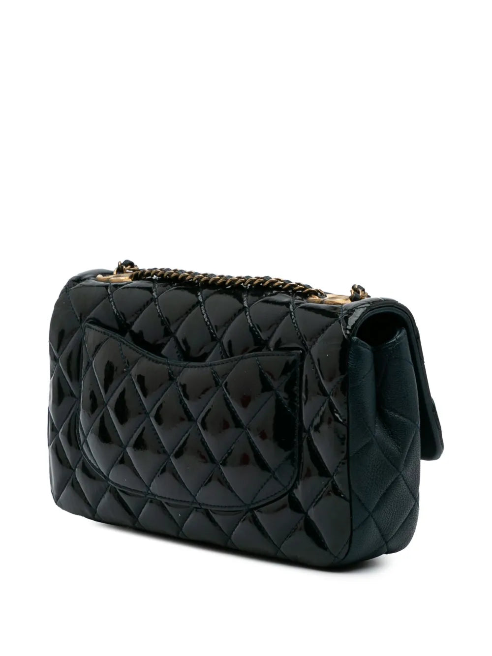 2015-2016 Paris-Salzburg Medium Patent Goatskin CC Eyelet Flap crossbody bag