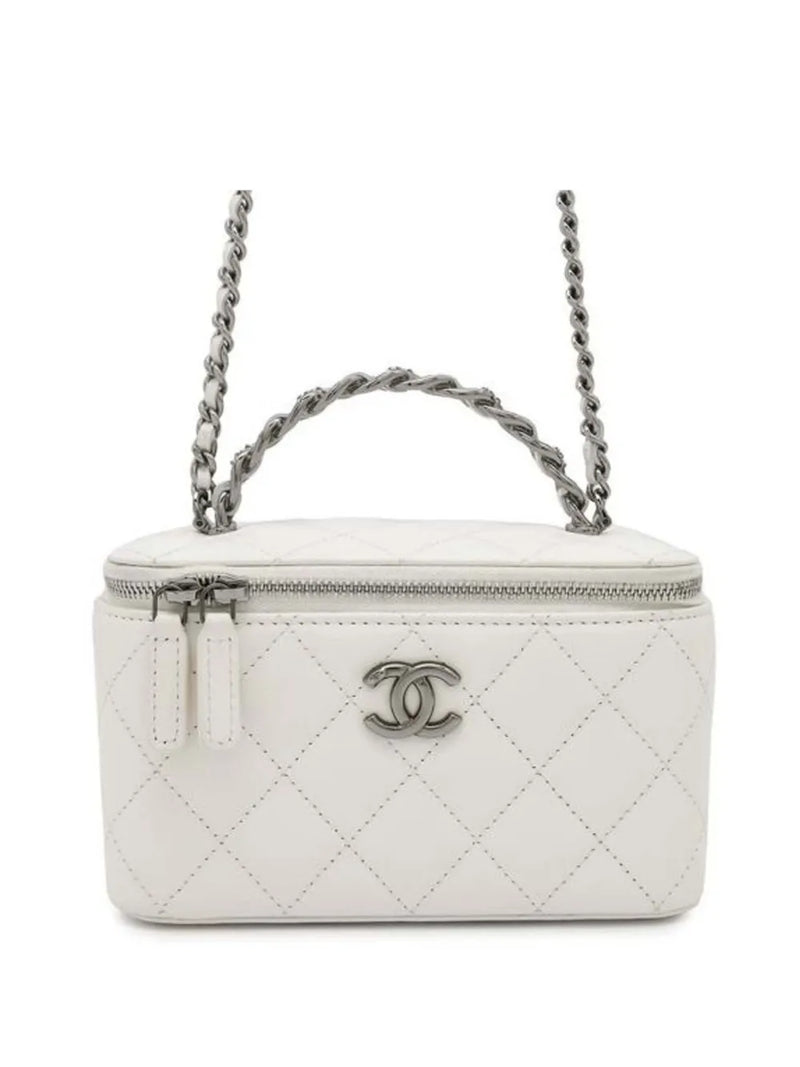 2021-2025 CC Quilted Lambskin Chain Top Handle vanity bag