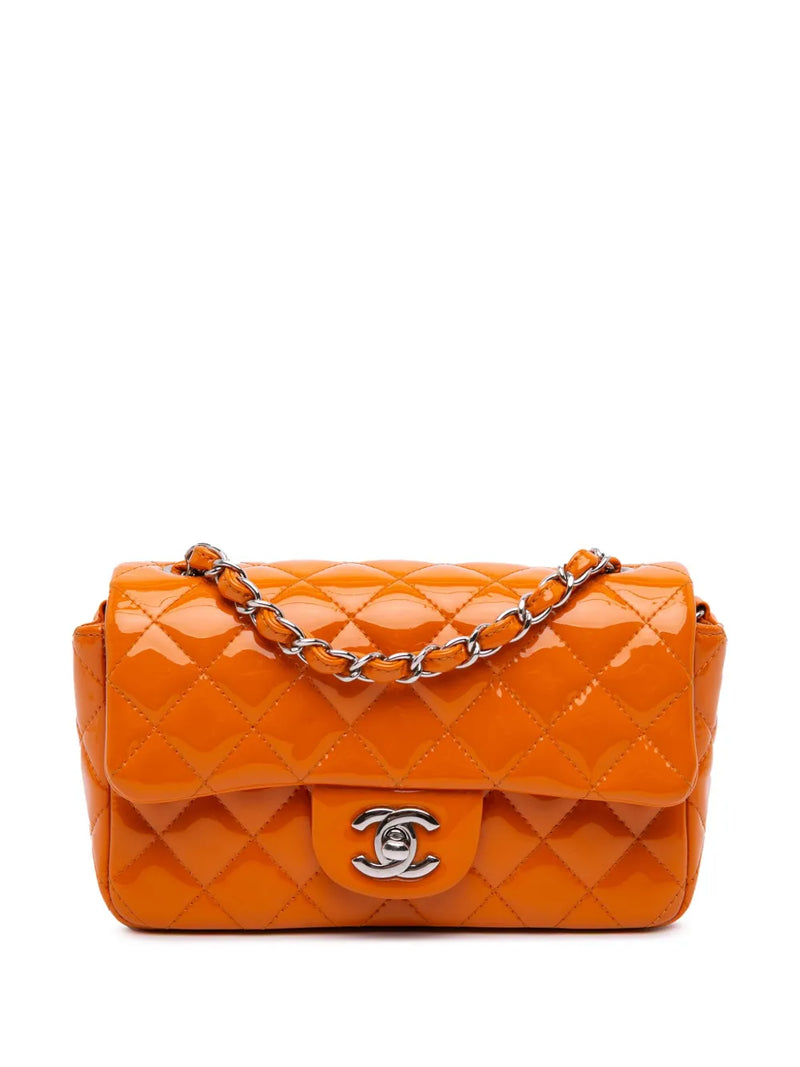 2014-2015 Mini Rectangular Classic Patent Single Flap crossbody bag