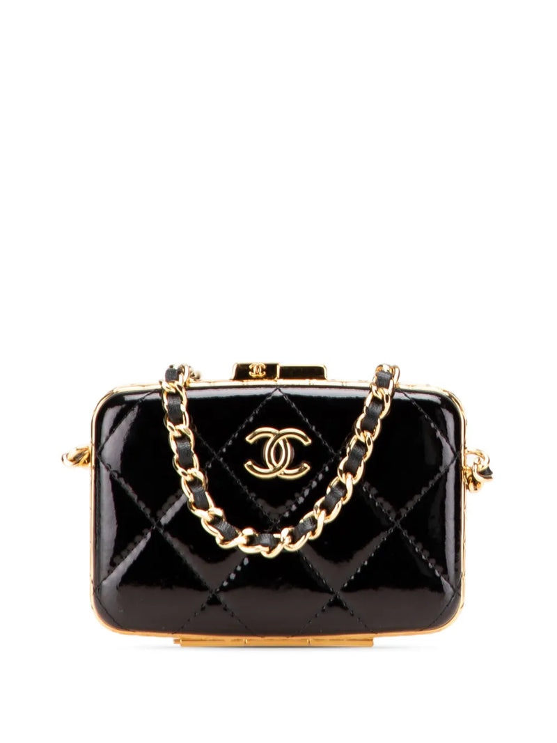 2021 Small Glazed Goatskin Box With Chain crossbody bag