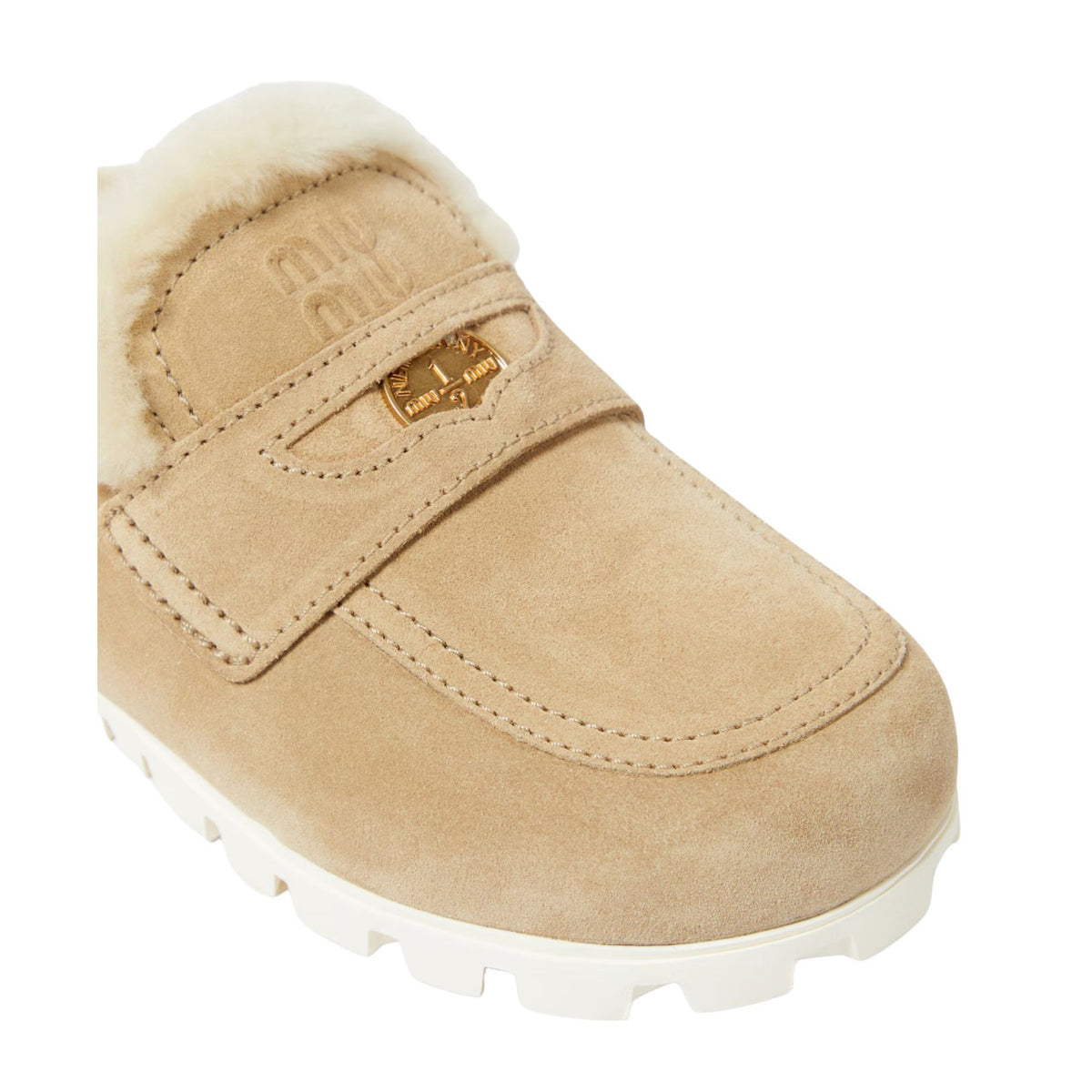 Shearling-lined suede slippers