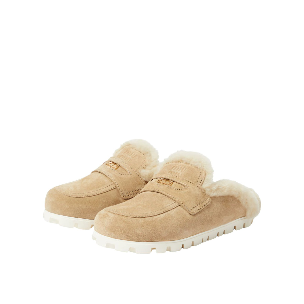 Shearling-lined suede slippers
