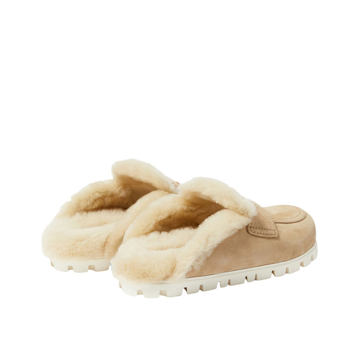 Shearling-lined suede slippers
