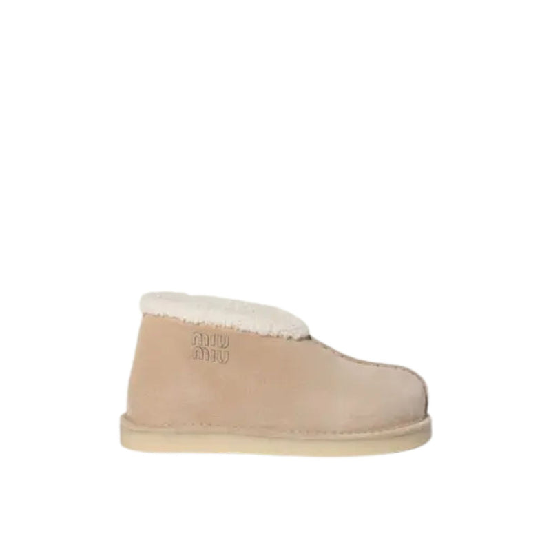 suede and shearling slip-on booties