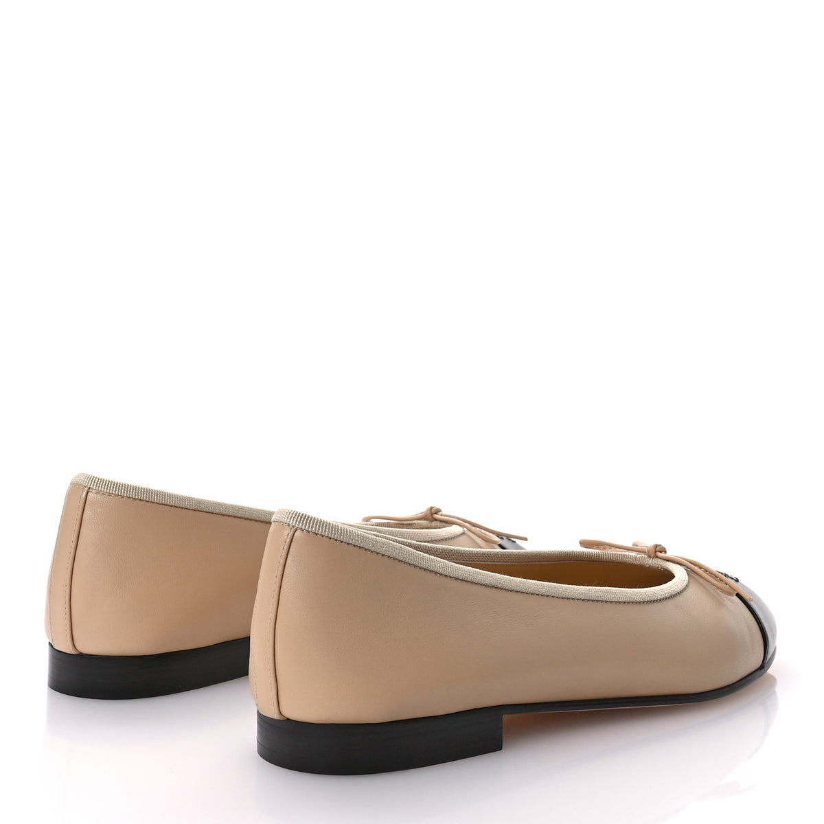 Chanel Beige Black Ballet Flat