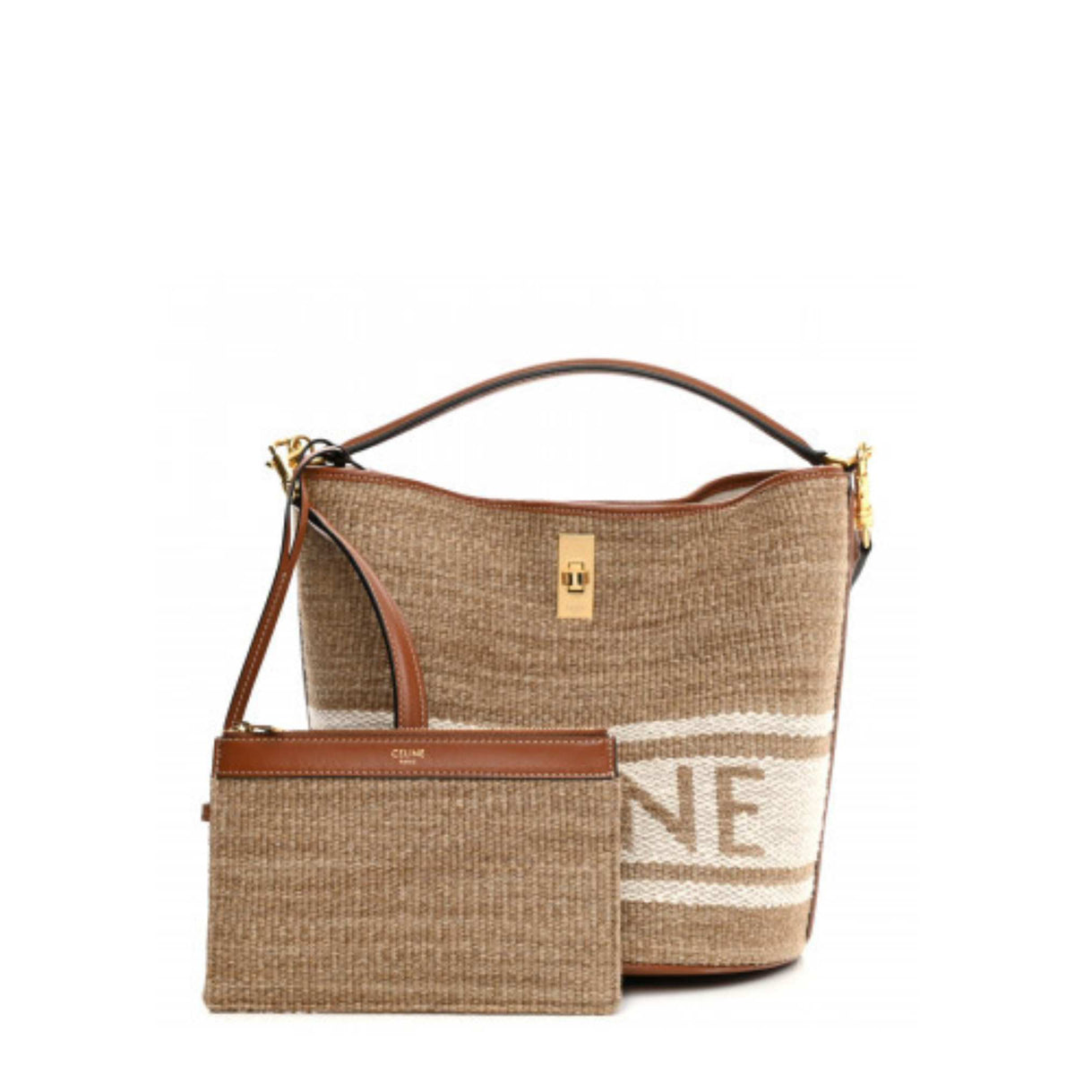 Canvas Smooth Calfskin Logo Bucket 16