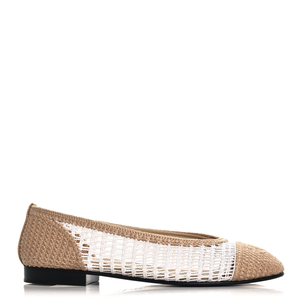 Chanel White Beige Ballet Flat